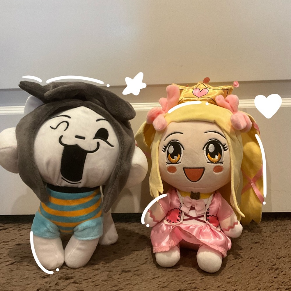 Inquisitor Master Princess Alex Plush and Undertale Temmie Plush